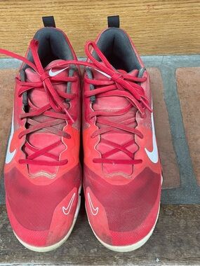 Nike Zoom Trout Red Baseball metal cleats with White Swoosh